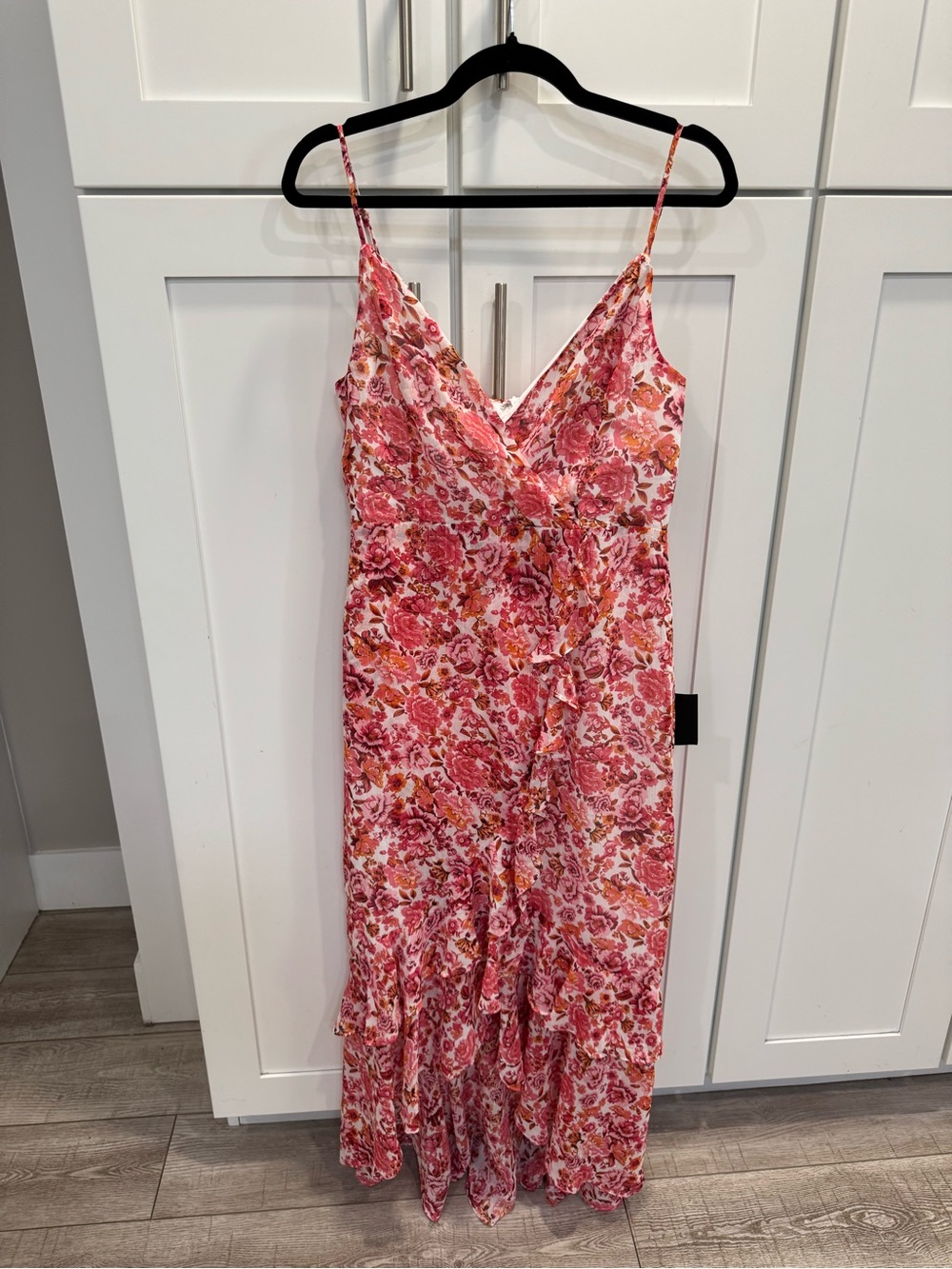 Lulu’s Always Enchanting Pink Metallic Ruffled High Low Dress